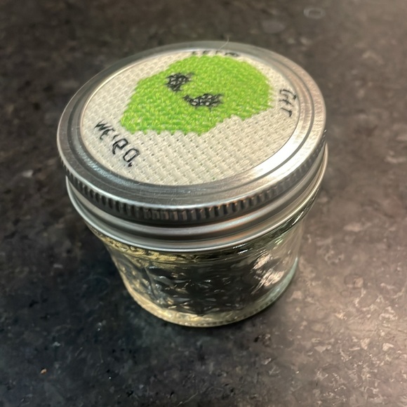 Alien “Let’s Get Weird” Embroidered Art Jar Topper - Picture 2 of 4